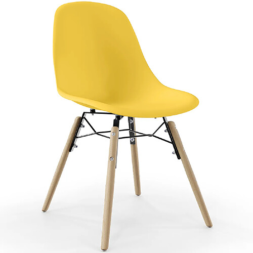 ICONIK INTERIOR Chaise de Salle à Manger - Design Scandinave - Pieds en Bois - Skögur Jaune