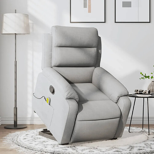 vidaXL Fauteuil de massage inclinable Gris clair Tissu