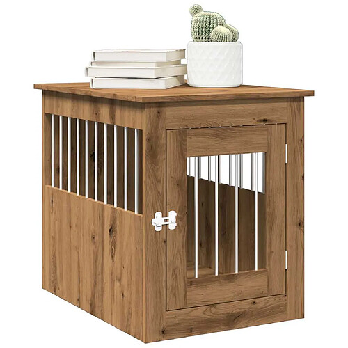 vidaXL Meuble de cage pour chiens chêne artisanal 55x75x65 cm