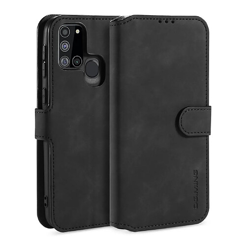 Etui en PU style rétro avec support noir pour votre Samsung Galaxy A21s