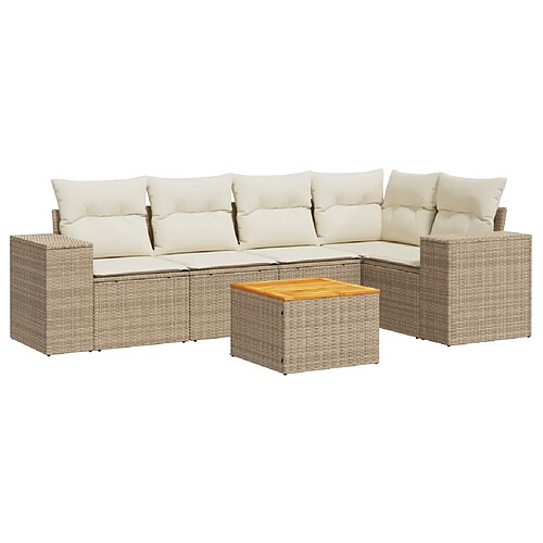 Maison Chic Salon de jardin avec coussins 6 pcs | Ensemble de Table et chaises | Mobilier d'Extérieur beige résine tressée -GKD28835