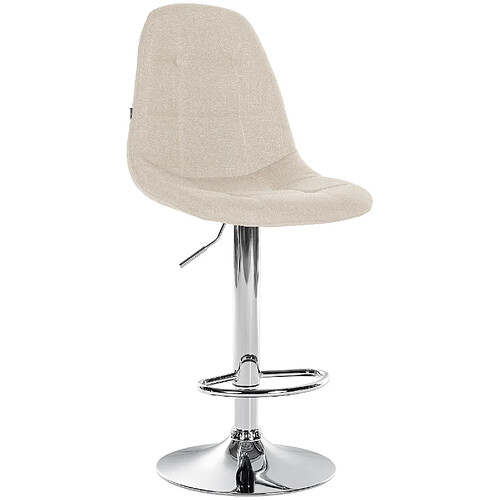 Decoshop26 Tabouret de bar x1 avec repose-pieds hauteur réglable pivotant assise en tissu crème cadre métallique chromé 10_0004844