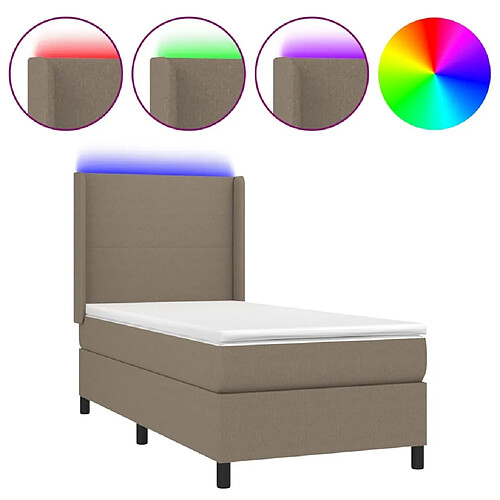 Maison Chic Lit adulte- Lit + matelas + LED,Sommier à lattes de lit matelas et LED Taupe 100x200 cm Tissu -GKD66914