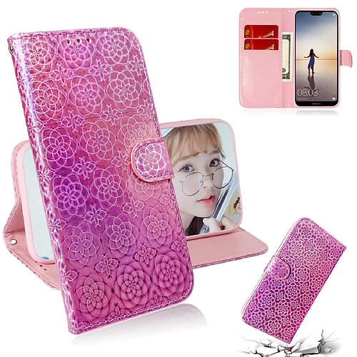 Wewoo Housse Coque Pour Huawei P20 Lite / Nova 3e Couleur unie Boucle magnétique colorée Flip horizontal en cuir PU avec support et fentes cartes et portefeuille et lanière rose