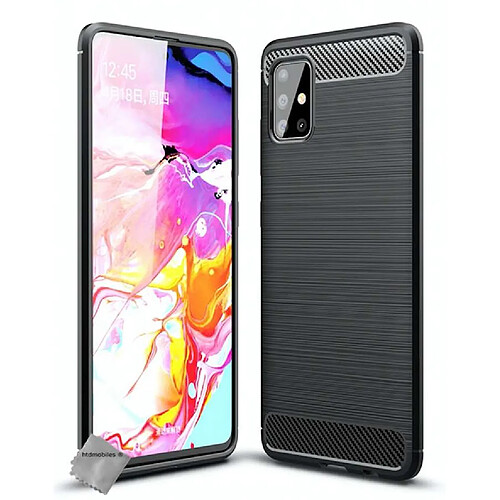 Htdmobiles Coque silicone gel carbone pour Samsung Galaxy A51 + verre trempe - NOIR