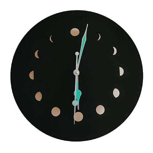 Fantastique Horloge Murale Lumineuse Lune Qui Brille Dans Le Noir Montre à Quartz Décor à La Maison Noir