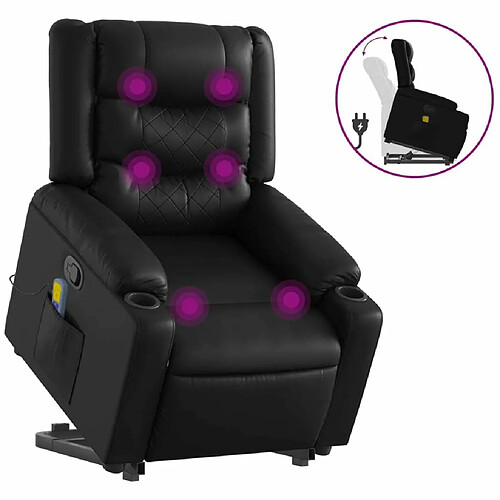 Maison Chic Fauteuil Relax pour salon, Fauteuil inclinable de massage Noir Similicuir -GKD38619