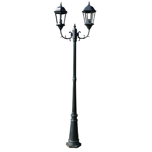 Helloshop26 Lampadaire extérieur double 230 cm luminaire décoration noir vert 2402087/2