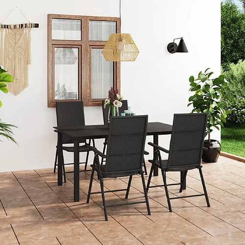 Salle à manger de jardin 5 pcs,Table et chaise à dîner Noir -MN10229