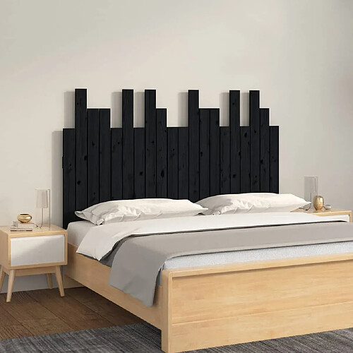 vidaXL Tête de lit murale Noir 127,5x3x80 cm Bois massif de pin