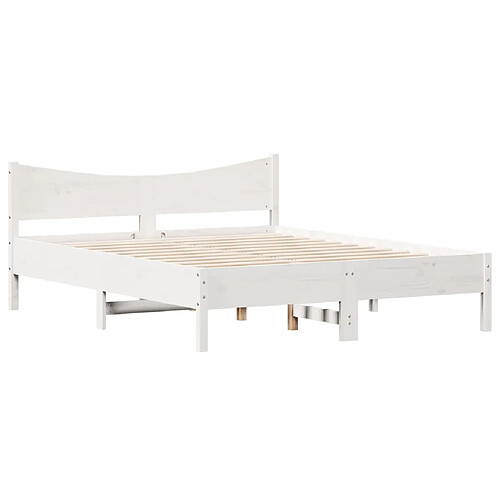 Vidaxl Cadre de lit avec tête de lit blanc 160x200 cm bois pin massif