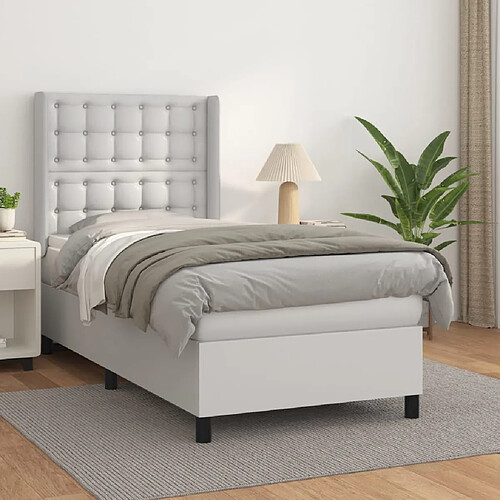 vidaXL Sommier à lattes de lit avec matelas Blanc 80x200 cm Similicuir