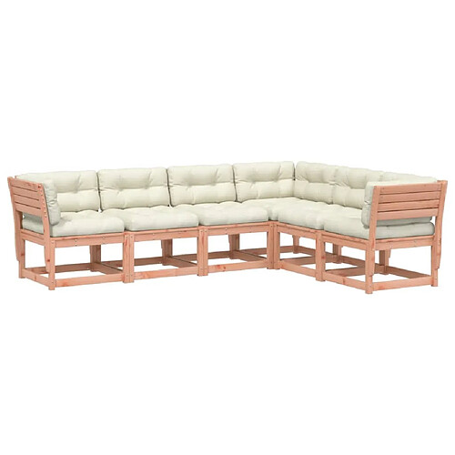 Maison Chic Salon de jardin 6 pcs avec coussins | Ensemble de Table et chaises | Mobilier d'Extérieur bois massif douglas -GKD18966