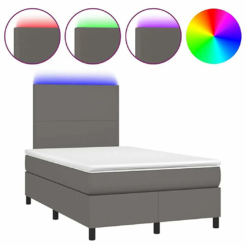 Maison Chic Lit adulte- Lit + matelas + LED,Sommier à lattes de lit matelas LED gris 120x190 cm similicuir -GKD55784