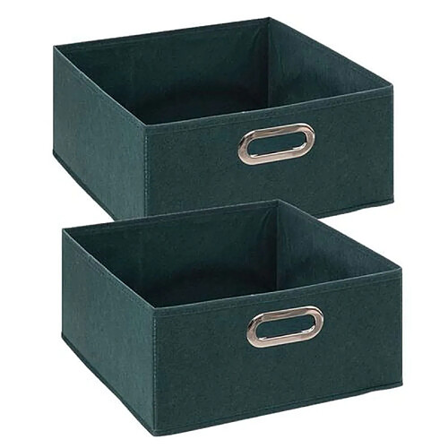 Five Simply Smart Lot de 2 boites de rangement en tissu - 31x31x15cm - Bleu Pétrol