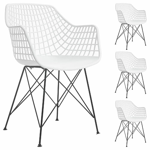 Idimex Lot de 4 chaises ALICANTE, en plastique blanc et métal noir