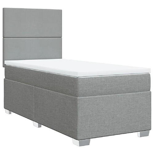 Vidaxl Sommier à lattes de lit avec matelas Gris clair 100x200cm Tissu