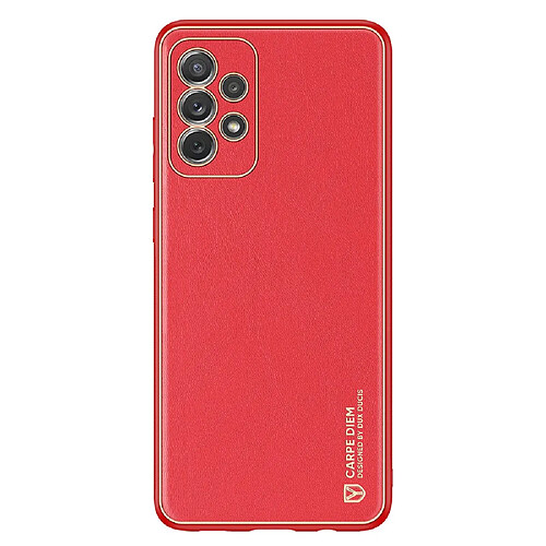 coque elegante dux ducis yolo en tpu souple et cuir pu pour samsung galaxy a72 4g rouge