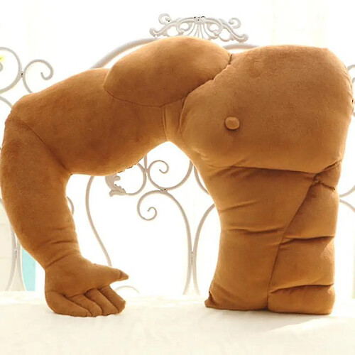 Universal 60 cm Muscle Oreiller en peluche Muscle Boyfriend Toy Oreiller en peluche Girl Girl (marron)