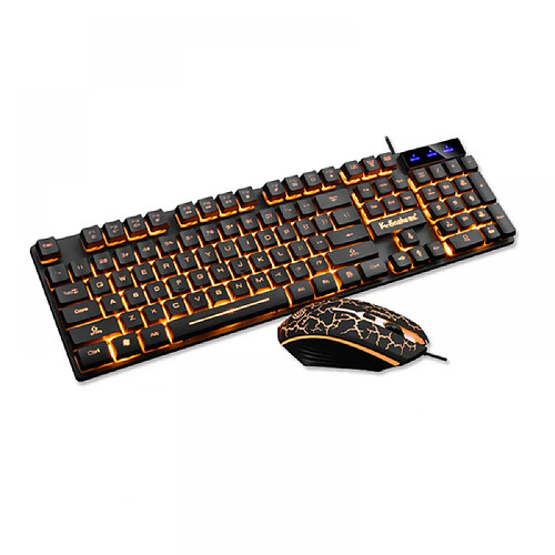 General Combo clavier et souris filaire, clavier anti-ghosting pleine taille avec touches multimédia + souris optique 7D 1600 DPI, éclairage RVB/ensemble de bureau pour PC portable Mac Xbox(lumière chaude)