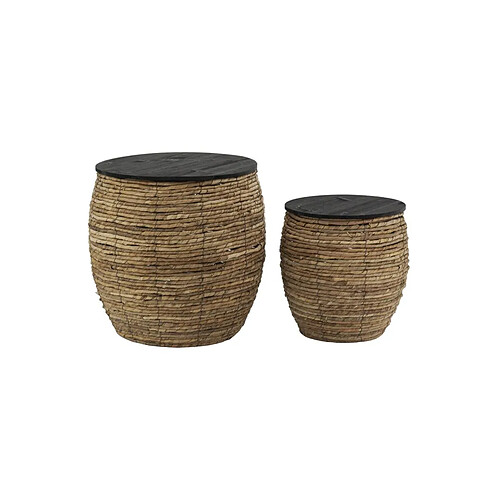 Aubry Gaspard Poufs coffres en abaca et bois (lot de 2).