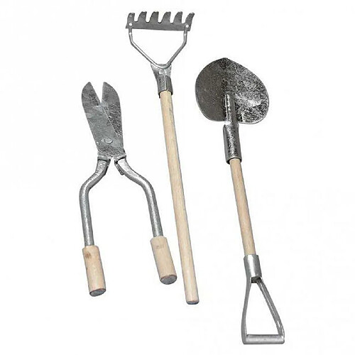 Rayher 3 mini outils de jardin métal-bois 9-13 cm