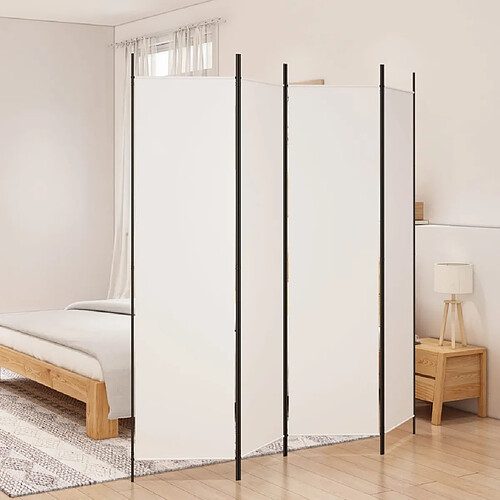 vidaXL Cloison de séparation 4 panneaux Blanc 200x200 cm Tissu