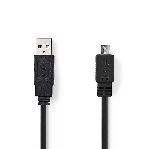 NEDIS Câble USB 2.0 plat A Mâle - Micro B Mâle 1,0 m Noir