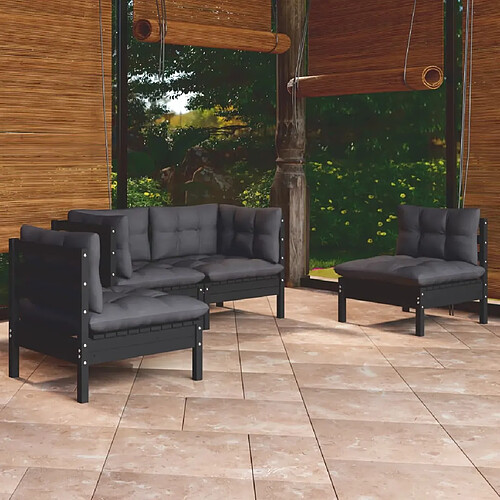 vidaXL Salon de jardin 4 pcs avec coussins bois de pin massif