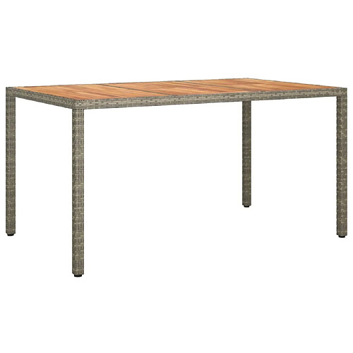 Maison Chic Table de jardin | Table d'extérieur 150x90x75 cm Résine tressée bois d'acacia Gris -GKD82713