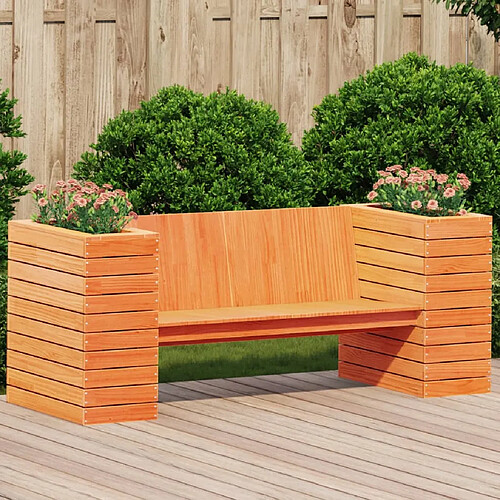 vidaXL Banc avec jardinières cire marron 167,5x60x65cm bois massif pin