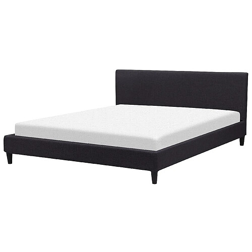 Beliani Lit double en tissu noir 180x200 cm FITOU