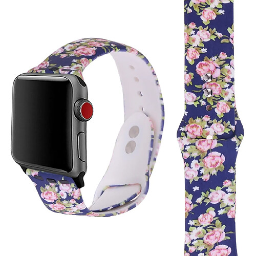 Wewoo Courroie d'impression en silicone pour Apple Watch séries 5 et 4 40 mm motif fleur rose