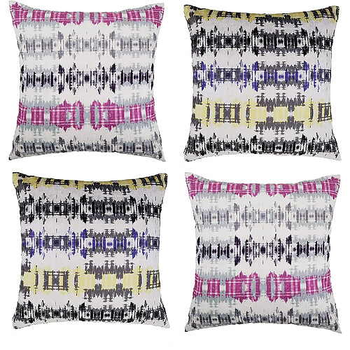 ForenTex Lot de 4 Housses de Coussin Imprimé Colorés Violet + Rose 45 x 45 cm 2