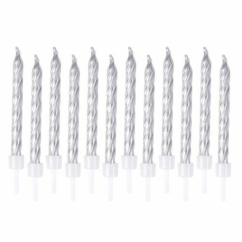 Paris Prix Lot de 12 Bougies d'Anniversaire Métalliques 6cm Argent