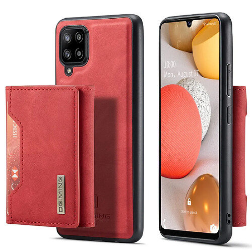 Dg.Ming Coque en TPU + PU anti-rayures avec béquille magnétique à trois volets rouge pour votre Samsung Galaxy A42 5G