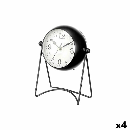 Gift Decor Horloge de table Noir Métal 15,5 x 20 x 11 cm (4 Unités)