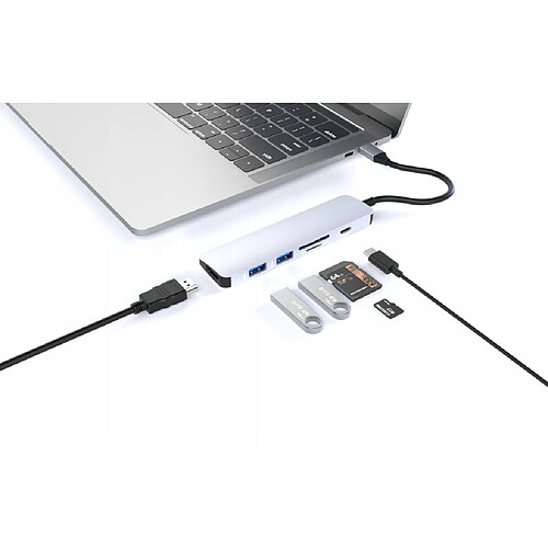 GUPBOO Adaptateur Hub USB-C 6in1 USB HDMI 4K SD PD pour MacBook,JL2339