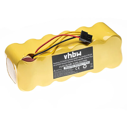 vhbw batterie NiMH 3000mAh (14.4V) pour aspirateur robot d´intérieur Ariete Briciola 2712, 2717 comme LP43SC2000P.