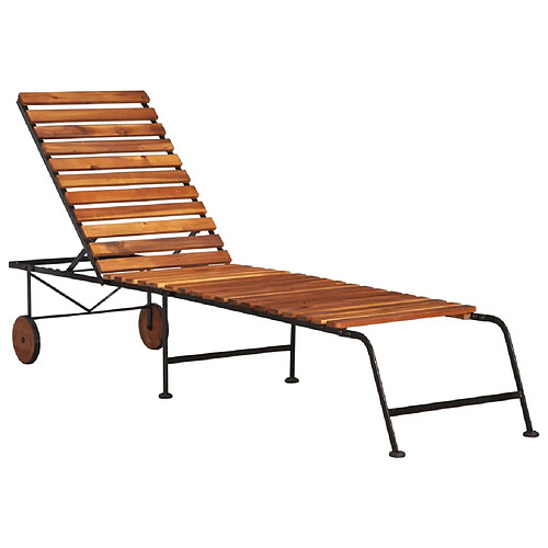 Maison Chic Chaise longue | Transat Bain de soleil avec pieds en acier Bois d'acacia massif -GKD75768