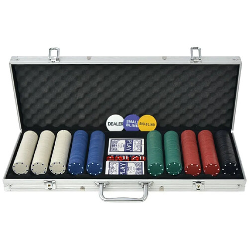 vidaXL Jeu de poker avec 500 jetons Aluminium