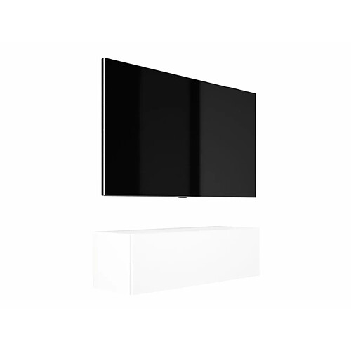 3XELIVING Meuble TV suspendu, D: l : 100 cm, H : 34 cm, P : 32 cm BLANC MAT