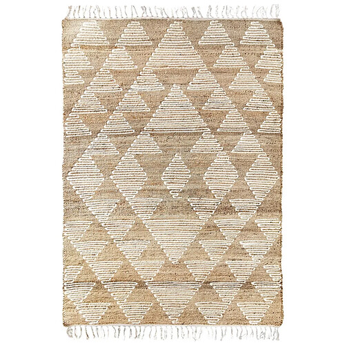 Thedecofactory PRIMI TRIANGLES - Tapis chanvre motifs triangles en laine épaisse naturel 120x170