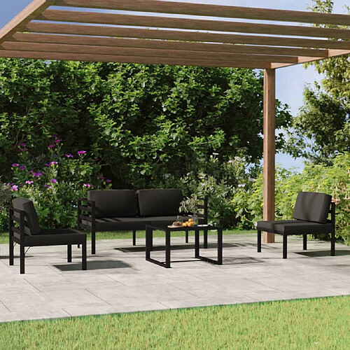 vidaXL Salon de jardin 5 pcs avec coussins Aluminium Anthracite