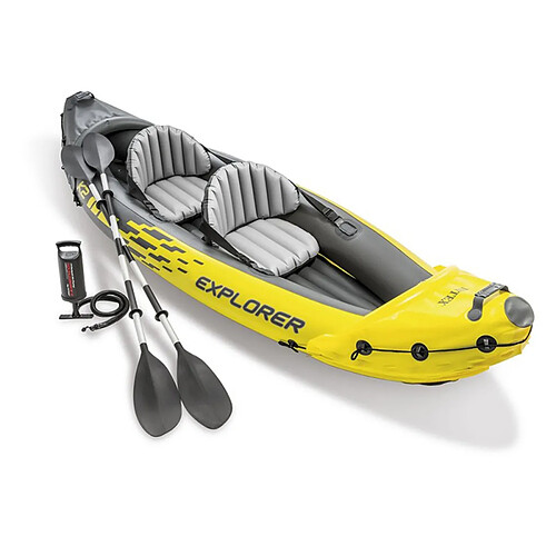 Kit canoë gonflable 2 places Explorer K2 avec rames et gonfleur - Intex