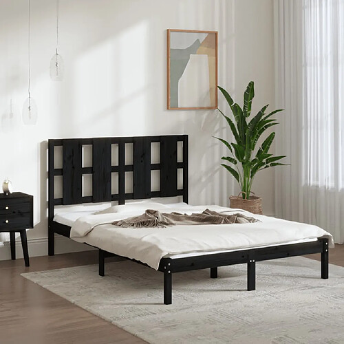 vidaXL Cadre de lit sans matelas noir 120x190 cm bois massif