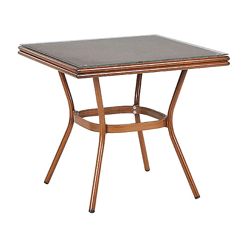 Beliani Table de jardin Verre Bois foncé CASPRI II