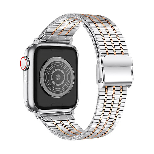 Avizar Bracelet pour Apple Watch 41 / 40 / 38mm Maillons Carré Acier Argent / Rose gold