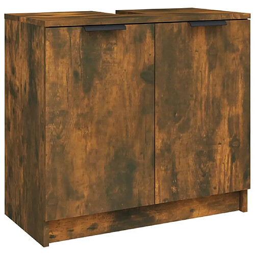 Maison Chic Armoire de bain,Meuble de rangement de salle de bain,Meuble haut Chêne fumé 64,5x33,5x59 cm Bois d'ingénierie -GKD880304