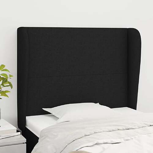 vidaXL Tête de lit avec oreilles Noir 83x23x118/128 cm Tissu